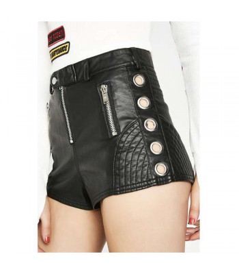 Women Gothic Biker Babe Moto Short 